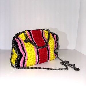 Stella McCartney Mini Falabella Colorblock Striped Chain Bag